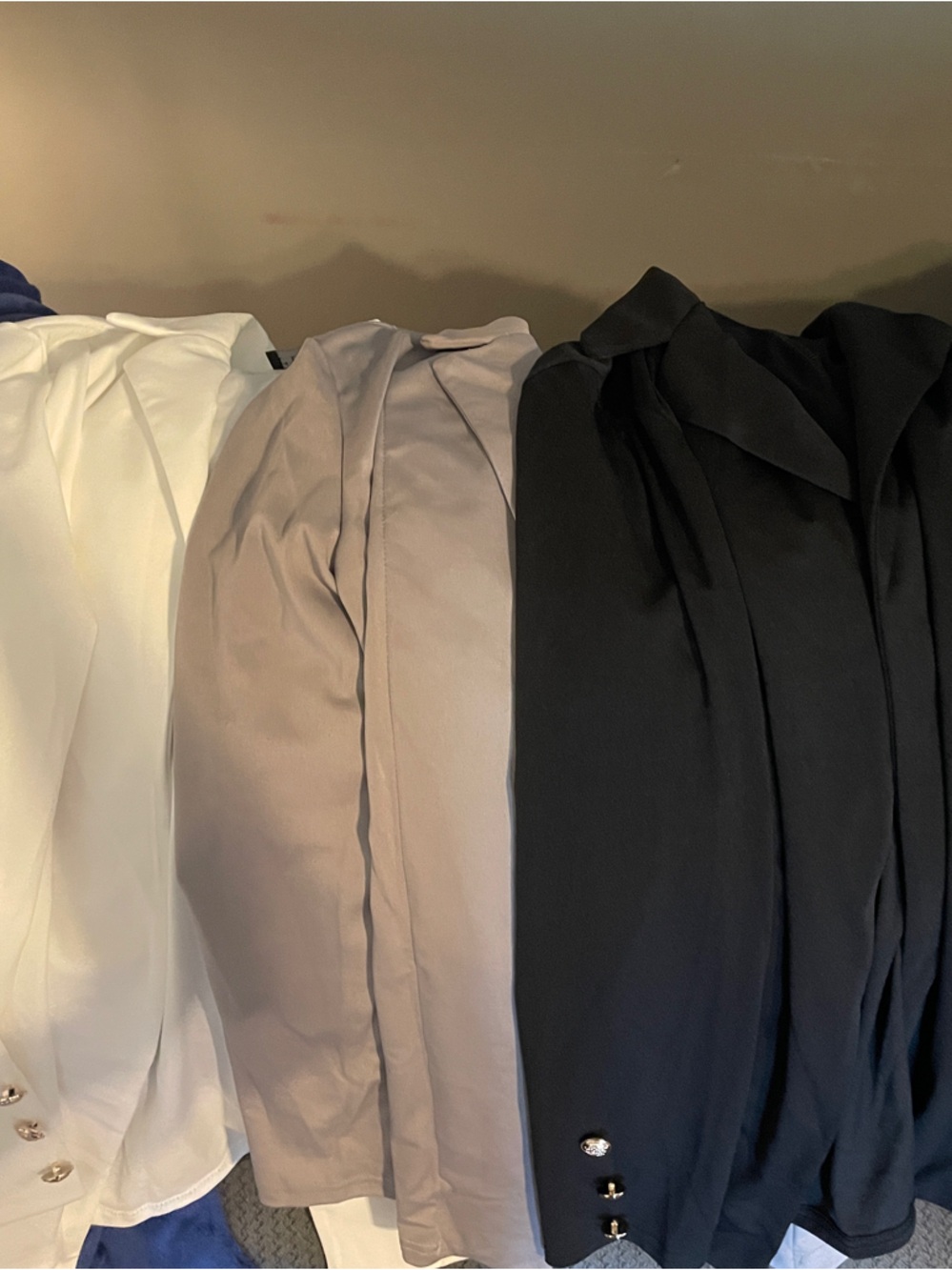 3 Women's Black, Taupe & White Blazer Trio - Classic Tailored Jacket